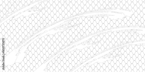 Fishing net with floats  curved by a wave. Graphic line art hand drawn on the theme of sea and fishing in black and white ink. background good art