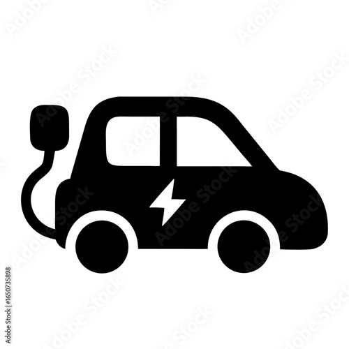 Electric vehicle ev car charging station plug in icon for sustainable transport and energy future
