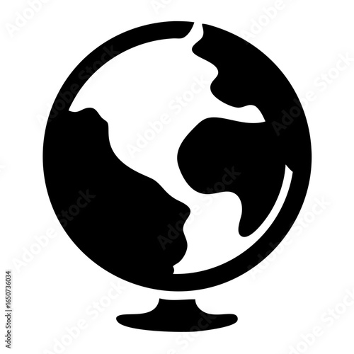 Globe icon vector illustration of earth globe for geography education and world travel map tool