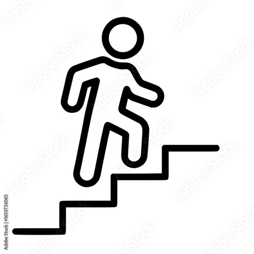 Man walks up the stairs simple outline icon isolated
