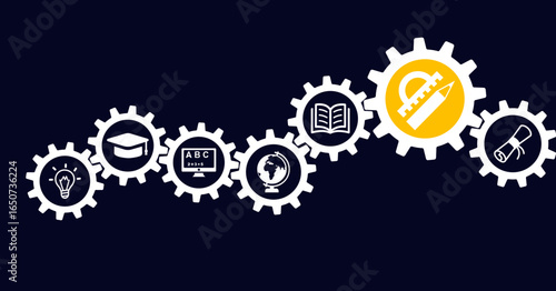 Принти на полотні education icon concept: school / college / studying interconnected symbols - vec