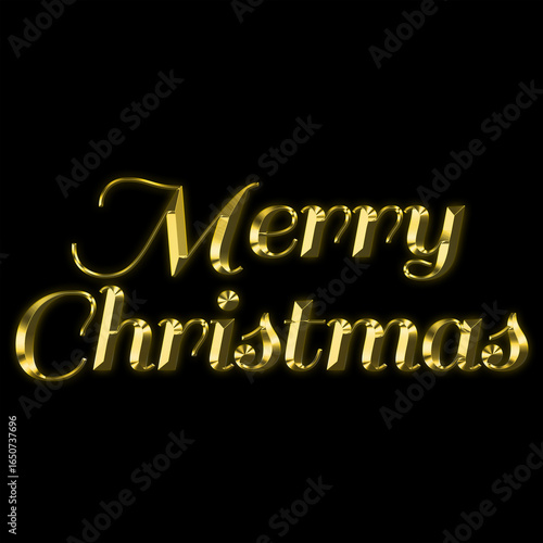 Merry Christmas Text With Glowing Gold Style