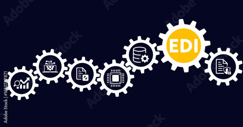EDI banner web icon vector illustration concept with icon of electronic, data, interchange