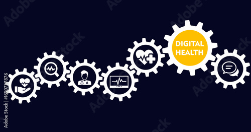 Digital Health icon - vector illustration . Digital, health, medical, healthcare, telemedicine, diagnosis, e-health, infographic, template, presentation, concept, banner, pictogram, icon set, icons . 