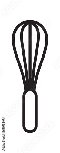 Black and White Outline of a Wire Whisk Kitchen Utensil