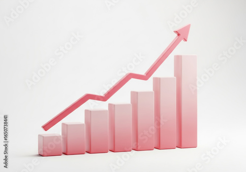 Pink bar graph with upward trending arrow symbolizing growth and success Free Download Pink bar graph with upward trending arrow symbolizing growth and success - GFXLoad