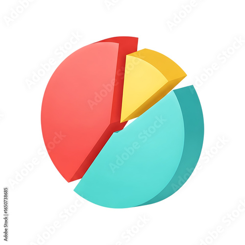 Free Download Colorful pie chart divided into three segments isolated on transparent background - GFXLoad