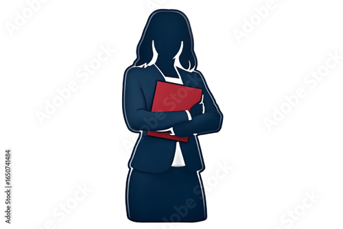 Confident Businesswoman Silhouette with Red Folder for Corporate and Office Concepts