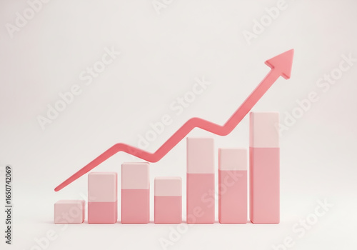 Pink bar chart with upward trending arrow showing growth and success Free Download Pink bar chart with upward trending arrow showing growth and success - GFXLoad