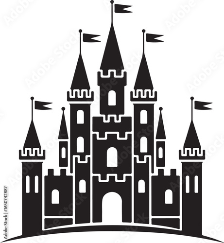 Majestic castle silhouette inspires fantasy and medieval adventure