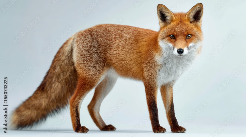 Obraz premium Red fox portrait against a plain backdrop