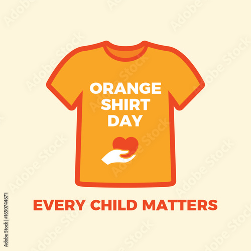 Orange Shirt Day poster vector illustration. Every Child Matters symbol. Orange t-shirt with text icon. Template for background, banner, card. September 30. Important day