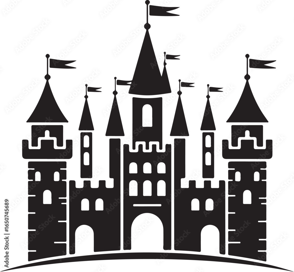 Obraz premium Fairytale castle silhouette for magical design and children's themes