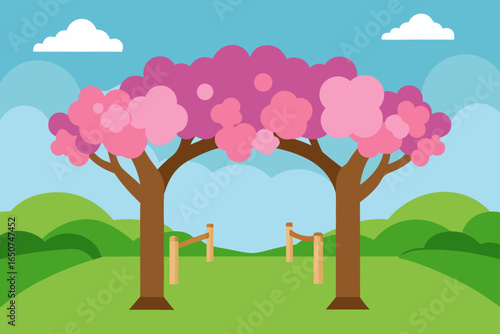 Blooming Treetop Garden Canopy in a Valley