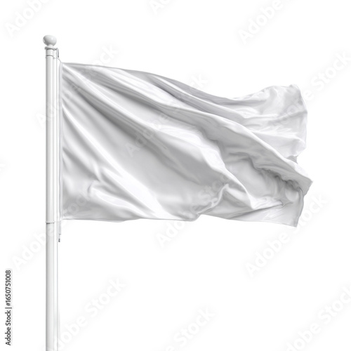White flag is blowing in the wind