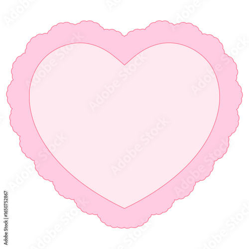 Heart scallop frame isolated. Cute lace border for Valentine's Day cards, Wedding invitations.	
