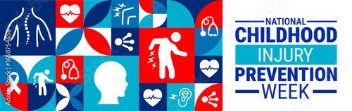 National Childhood Injury Prevention Week Geometric shape pattern background, banner, card or poster design template is observed every year during September, to raise awareness about the mission.