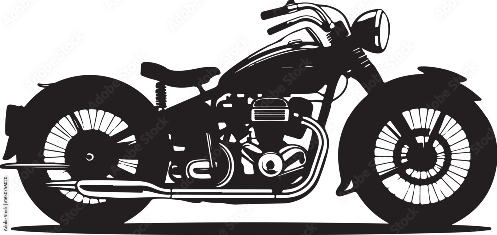 Obraz premium Classic motorcycle silhouette ready for adventure, freedom and travel