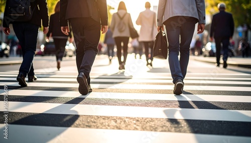 Pedestrians crossing a city street.
