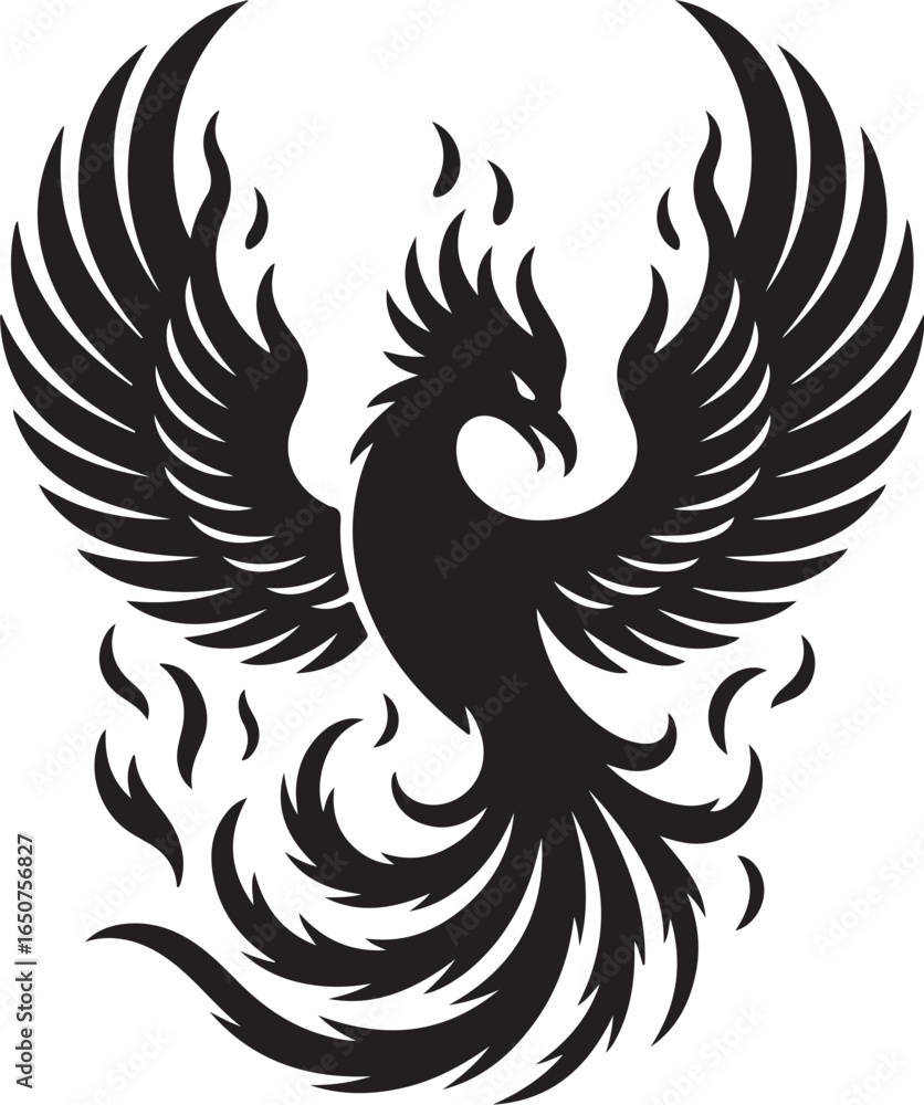 Obraz premium Dynamic Phoenix rising from flames: Symbol of renewal and strength