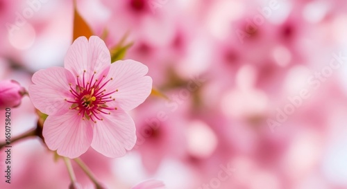 Beautiful pink cherry blossom flower in spring