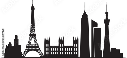 Iconic city skylines silhouette design for travel and tourism projects