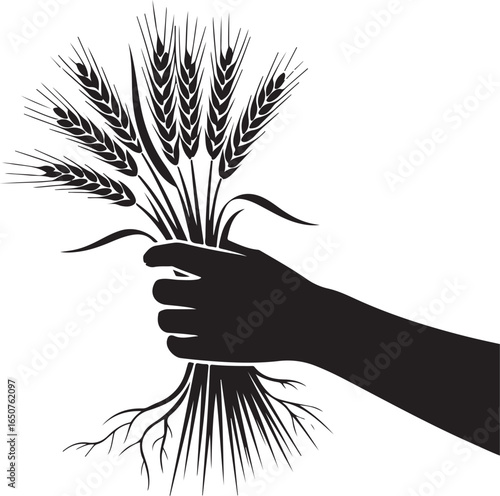 Hand holding wheat stalks representing harvest, nature, and abundance