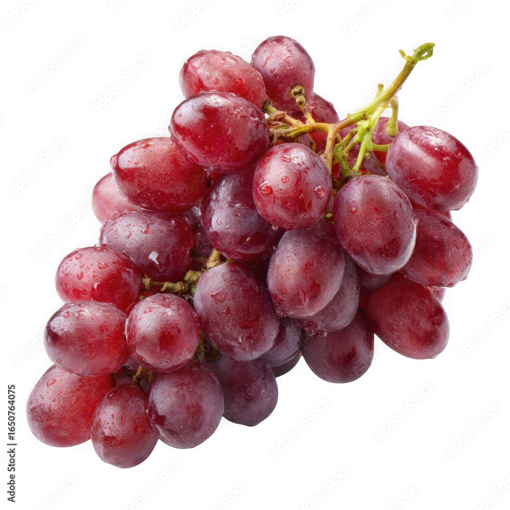 Fototapeta premium Fresh red grapes bunch isolated on transparent background