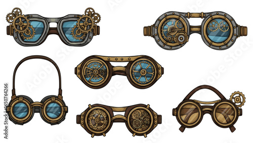 Steampunk-Inspired Goggles Collection: Vintage Style Eyewear with Intricate Gear Designs