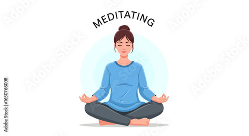 Serene Meditation A Woman Finding Inner Peace Through Mindfulness and Relaxation