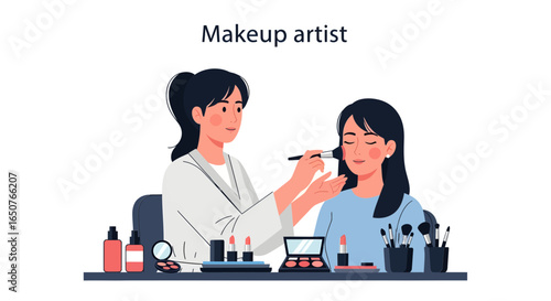 Makeup Artist Applying Makeup A Professional Beauty Session