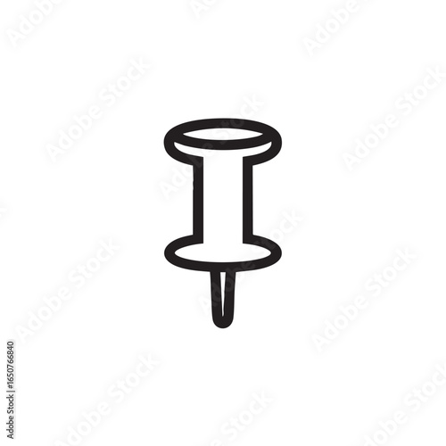 A black and white outline of a pushpin or thumbtack.