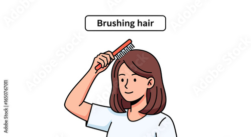 Woman Brushing Her Hair A Simple Illustration