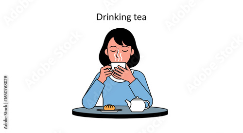 Woman Enjoying a Cup of Tea A Moment of Relaxation and Comfort