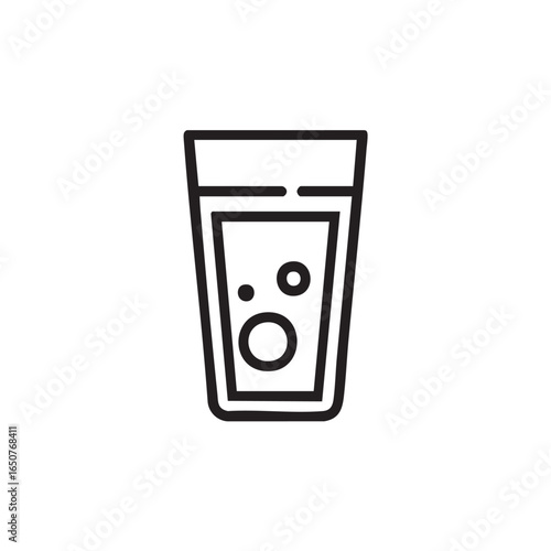 A simple line drawing of a glass with a fizzy drink.