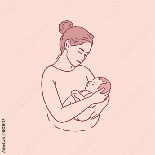 vector illustration of a mother breastfeeding her child