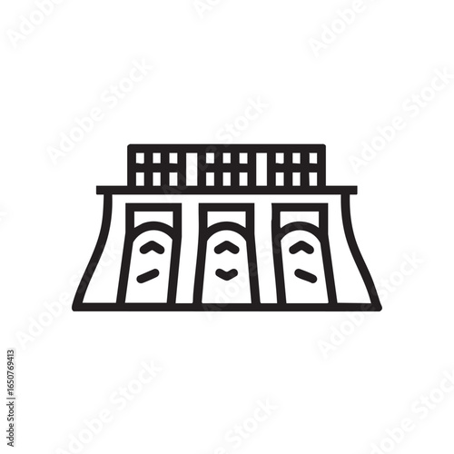  A line drawing of a hydroelectric dam.