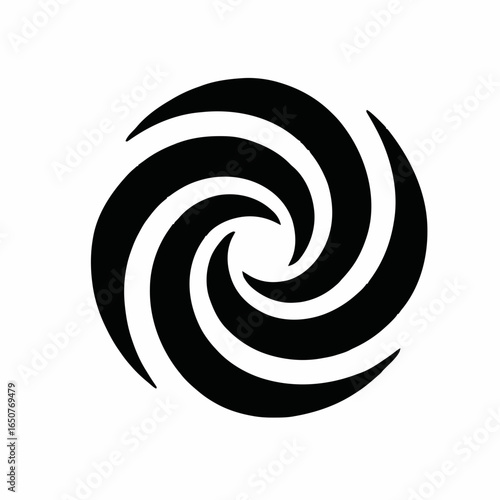 Black and White Spiral Vortex Design – Symmetrical Swirling Pattern Vector for Abstract Art, Logos, and Optical Illusions
