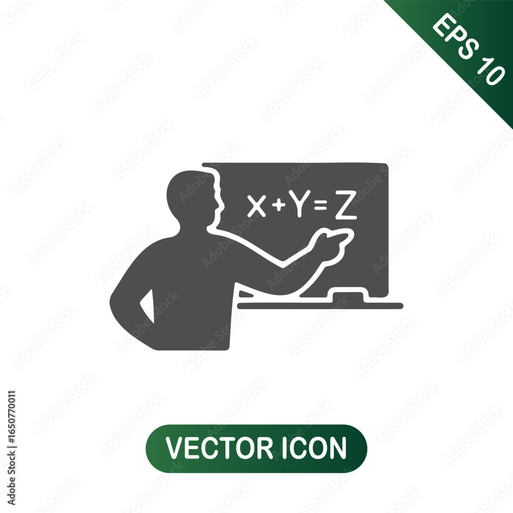 Naklejka premium Teacher Explaining Algebra Equation on Blackboard