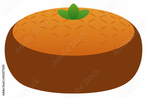 Breadfruit Ottoman with Carved Texture and Round Frame