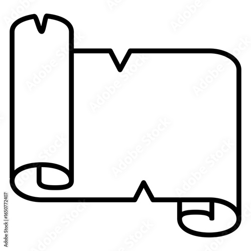 Icono rollo de papel antiguo. Silueta de pergamino con líneas para su uso en invitaciones y tarjetas	