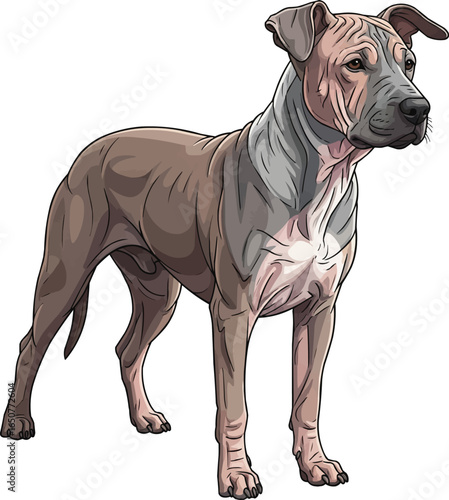 Argentine Pila Dog standing looking away vector illustration