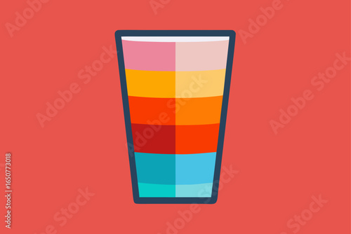 Clear Highball Glass with Colorful Layers