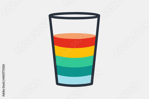 Clear Highball Glass with Colorful Layers