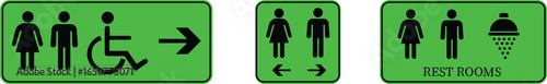 Toilet Icon set.square toilet signs collection, male, female and neutral gender, vector Illustration.Public bathroom pictogram. Male and female gender silhouette for lavatory door.