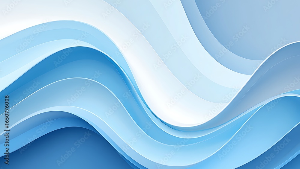 Fototapeta premium Abstract flowing waves of light blue and white with soft shadows