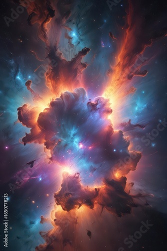 Wallpaper Mural Cosmic nebula, shimmering stardust, vibrant flares, iridescent, black hole Torontodigital.ca
