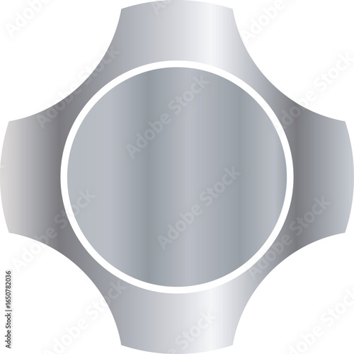 Mechanical gear icon in polished metallic style – 3D vector illustration
