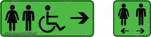 Toilet Icon set.square toilet signs collection, male, female and neutral gender, vector Illustration.Public bathroom pictogram. Male and female gender silhouette for lavatory door.