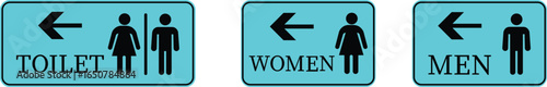Toilet Icon set.square toilet signs collection, male, female and neutral gender, vector Illustration.Public bathroom pictogram. Male and female gender silhouette for lavatory door.